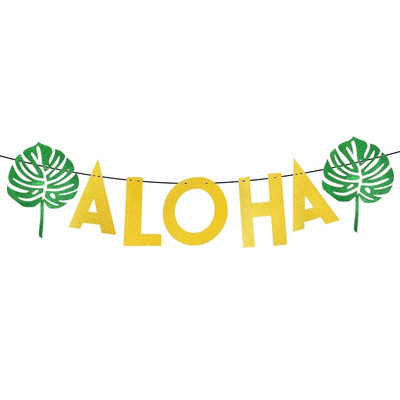 Vasaros Havajai ALOHA su gimtadieniu reklamjuostė Flamingo Havajų atogrąžų vakarėlio dekoracijos Šventinis vakarėlis Luau Aloha vakarėlio reikmenys