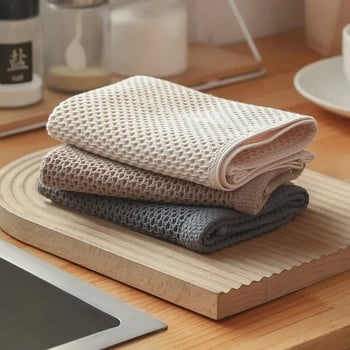 2Pcs 34*34cm памучна кърпа за съдове Honeycomb кърпа ултра мека абсорбираща кърпа за ръце кърпа за измиване домакинска кухня инструмент за почистване на кърпа