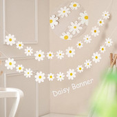 Маргаритка Цвете Хартиен банер Годеж Булчински душ Висящ гирлянд Boho Сватбени принадлежности Декорации за честит рожден ден на момиче