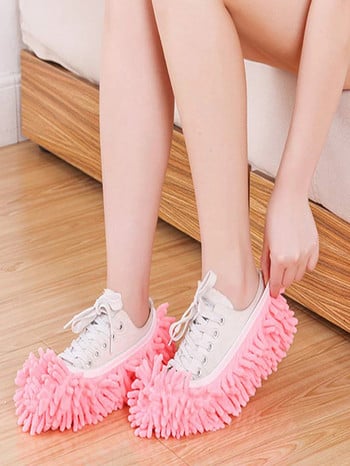 Чехли за почистване на прах от шенил 2PCS-Чорапи за крака Капачки за моп Многофункционално почистване на пода Мързеливи калъфи за обувки Препарат за почистване на коса от прах