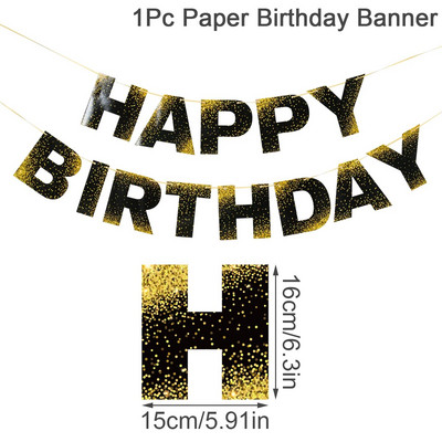 Juodasis auksas Su gimtadieniu Reklamjuostės Laiškas Popierius Girliandos Vėliavos Gimtadienio dekoracijos Suaugusiesiems Vaikams Kūdikių dušo reikmenys