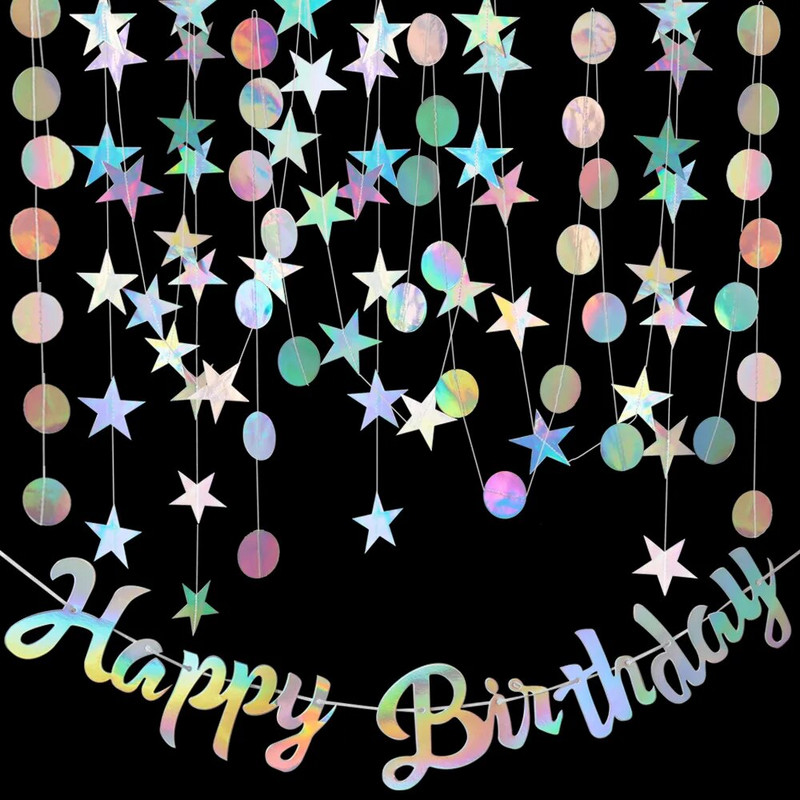 4M srebrni papirnati vijenac s preljevima Zvjezdica Okrugla žica Baneri Vjenčanje Rođendanska zabava Kućni viseći ukrasi Pokloni za tuširanje djeteta