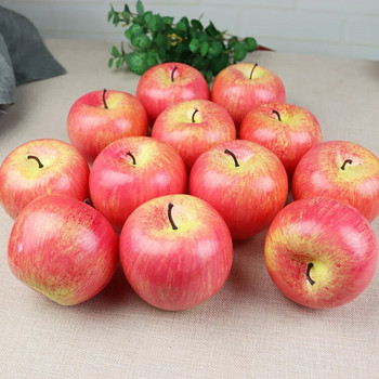 8 см симулация на плодове, ябълки, пластмасови фалшиви червени, зелени, жълти ябълки, реквизит за снимки, плодове, домашен изкуствен сорт, магазин, модел, декорация