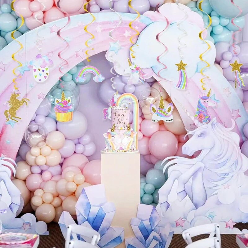 6/10/12 vnt Vienaragio gimtadienio papuošimai Spiralinė reklamjuostė Džiunglių Safari Gyvūnų sūkurys pakabukas Vaikų gimtadienio vakarėlio dekoras Kūdikių dušas