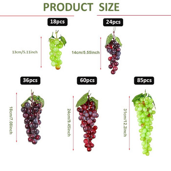 18/24/36/60/85 Heads Artificial Grapes Fake Grapes Rubber Lifelike Grapes Clusters Artificial Fruit for Home Kitchen Party