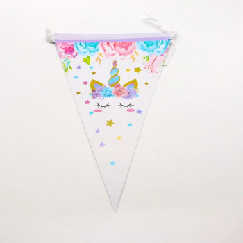 1 струни Unicorn Party Triangle Flag Creative Girls Unicorn Pull Flag Color Party Banner Baby Shower Birthday Party Decorations