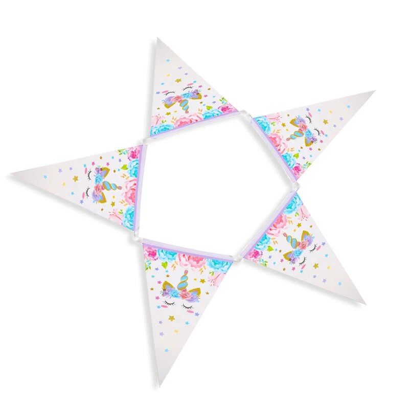 1 струни Unicorn Party Triangle Flag Creative Girls Unicorn Pull Flag Color Party Banner Baby Shower Birthday Party Decorations
