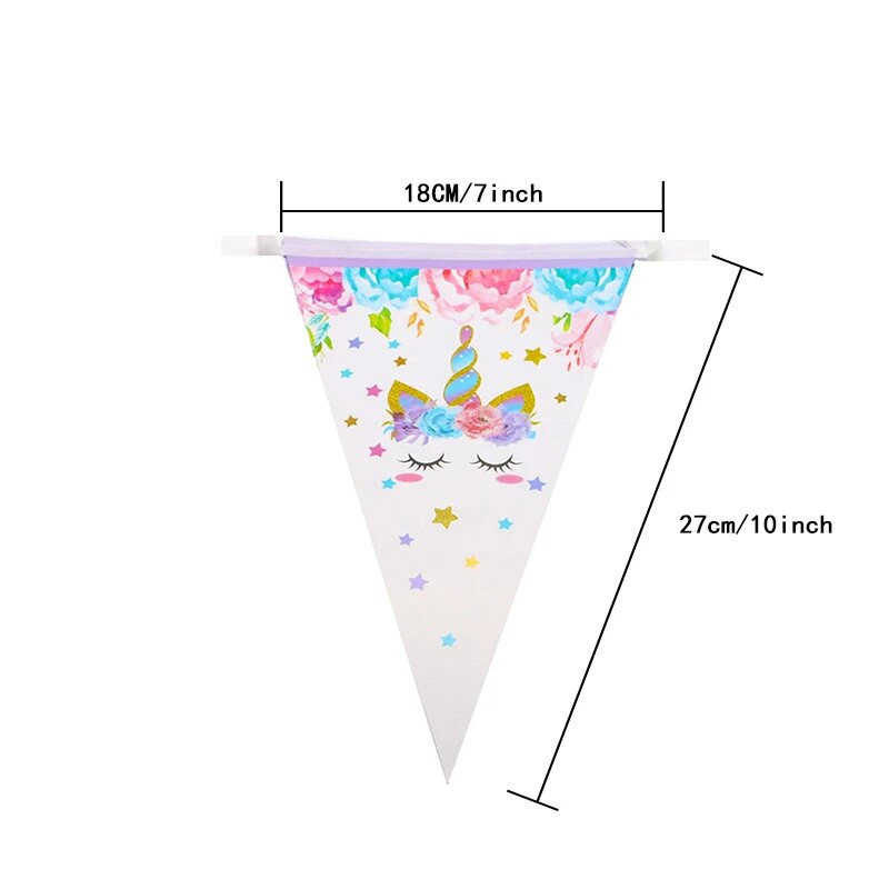 1 струни Unicorn Party Triangle Flag Creative Girls Unicorn Pull Flag Color Party Banner Baby Shower Birthday Party Decorations
