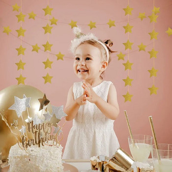 2/4m Paper Stars Streamer Glitter Bunting για διακόσμηση γάμου Διακόσμηση πάρτι γενεθλίων Παιδικό δωμάτιο Διακόσμηση παιδικού δωματίου Προμήθειες για ντους μωρού