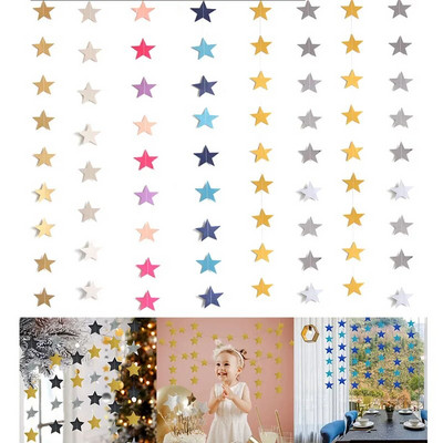 2/4m Paper Stars Streamer Glitter Bunting για διακόσμηση γάμου Διακόσμηση πάρτι γενεθλίων Παιδικό δωμάτιο Διακόσμηση παιδικού δωματίου Προμήθειες για ντους μωρού