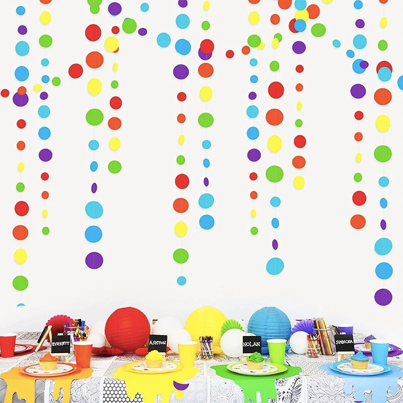 Ghirlandă Curcubeu Cerc colorat Buline Inimă Agățat Banderou de hârtie Triunghi Banner Fiesta Zi de naștere Decorații pentru burlac