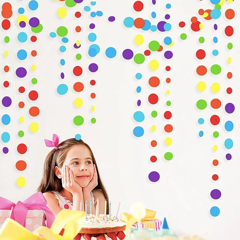 Ghirlandă Curcubeu Cerc colorat Buline Inimă Agățat Banderou de hârtie Triunghi Banner Fiesta Zi de naștere Decorații pentru burlac