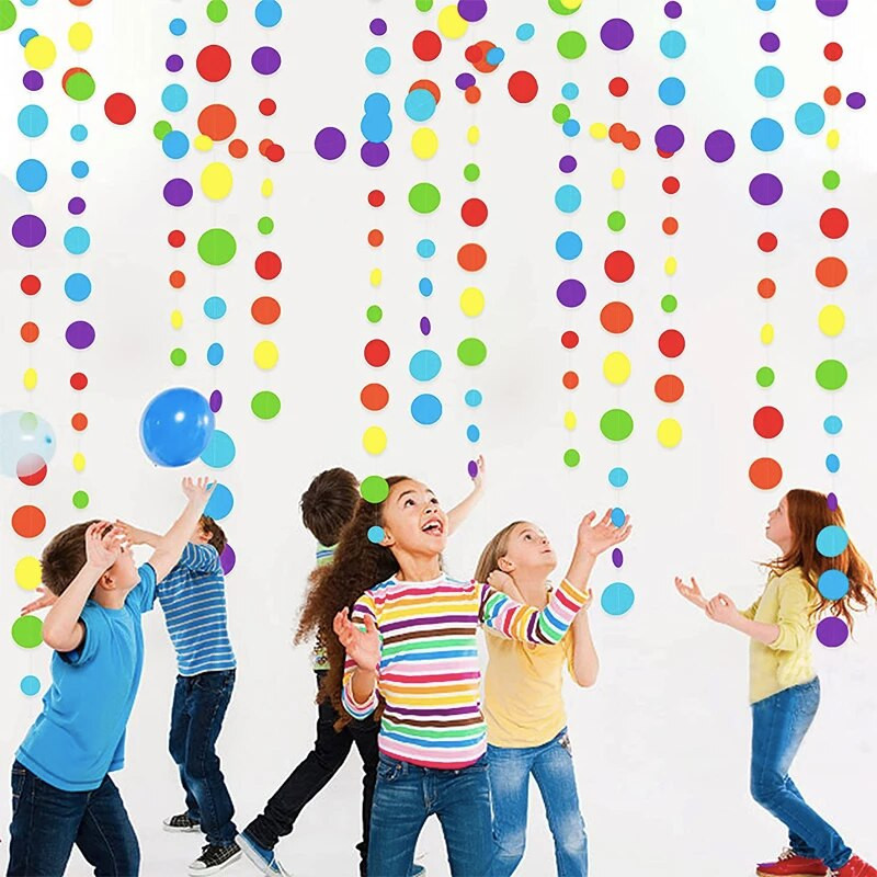 Ghirlandă Curcubeu Cerc colorat Buline Inimă Agățat Banderou de hârtie Triunghi Banner Fiesta Zi de naștere Decorații pentru burlac