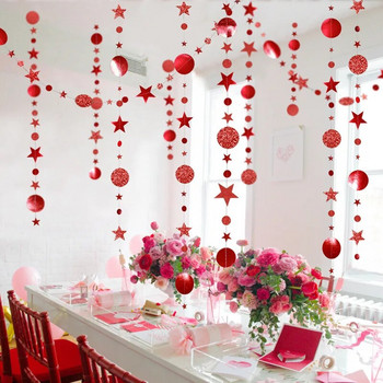 Χαρτί καθρέφτη 4m Αστέρι Στρογγυλό ροζ χρυσό πανό γιρλάντα Χρόνια πολλά Μπομπονιέρα γάμου Προμήθειες διακόσμησης για κουρτίνα μπάνιου