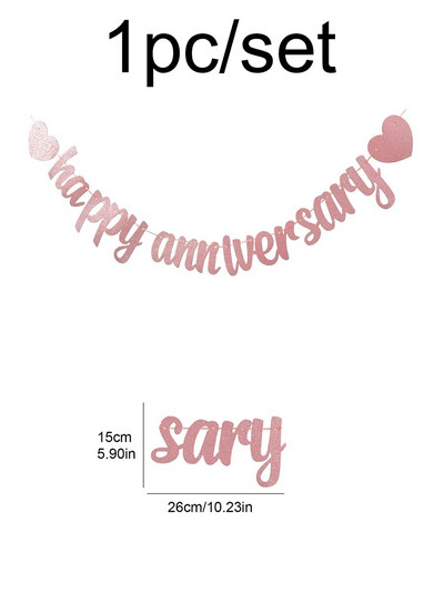 1tk Happy Anniversary sädelev lipp bänner aastapäeva pulmapeo kaunistus pull lilled.