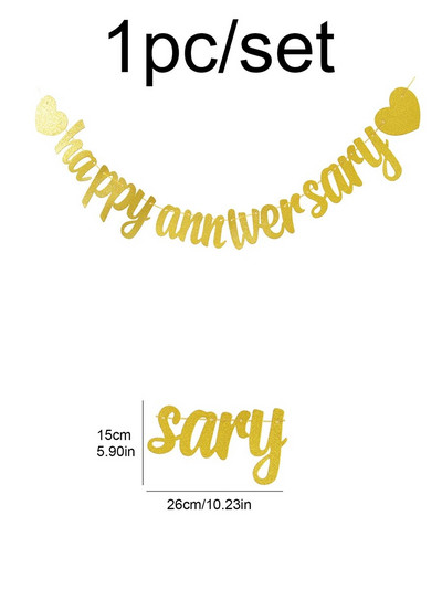 1tk Happy Anniversary sädelev lipp bänner aastapäeva pulmapeo kaunistus pull lilled.