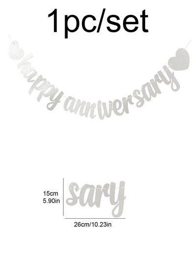 1tk Happy Anniversary sädelev lipp bänner aastapäeva pulmapeo kaunistus pull lilled.