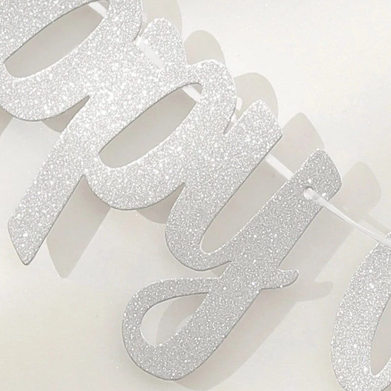 1vnt Happy Anniversary Blizganti vėliava vėliavėlė jubiliejaus vestuvių vakarėlio puošmena traukti gėlės.