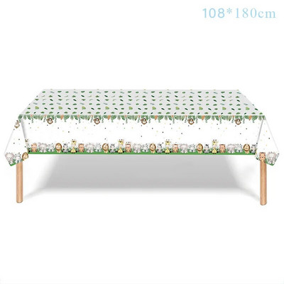 Банер със снимка за рожден ден на животно в джунглата, Деца за една година, 1-ви рожден ден, Гирлянд за снимка на слон Jungle Safari Консумативи за рожден ден Babyshower