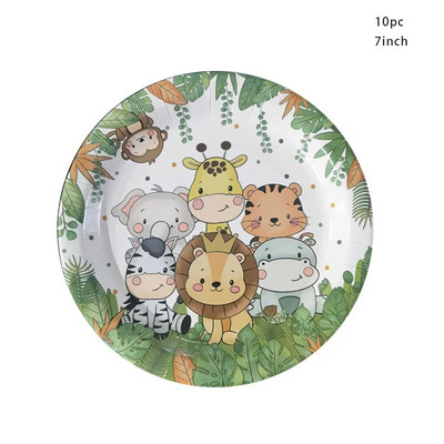 Банер със снимка за рожден ден на животно в джунглата, Деца за една година, 1-ви рожден ден, Гирлянд за снимка на слон Jungle Safari Консумативи за рожден ден Babyshower