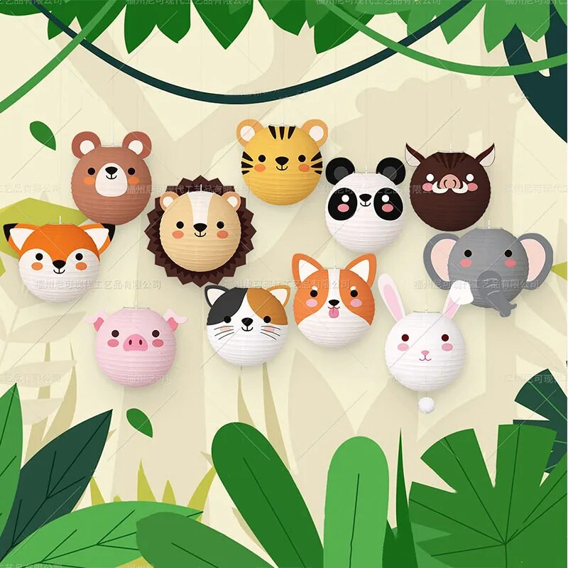 Банер със снимка за рожден ден на животно в джунглата, Деца за една година, 1-ви рожден ден, Гирлянд за снимка на слон Jungle Safari Консумативи за рожден ден Babyshower