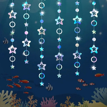 Διακόσμηση με θέμα τον ωκεανό Κρεμαστό πάρτι γενεθλίων γιρλάντα από χαρτί για ψάρια και αστερίες Κρεμαστά χρωματιστά πανό