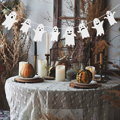 Halloween Hanging Banner Garland Χαριτωμένο Ghost Paper Bunting Παιδικές Μπομπονιέρες Happy Halloween Party Decorations for Home Horror Pros