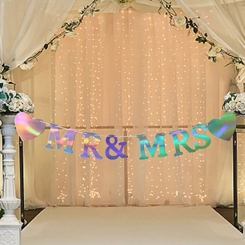 Διακόσμηση Γάμου MR&MRS Letter Flag Banner Γαμήλια εξομολόγηση Επετειακό πάρτι Κρεμαστό κουκούτσι Γιρλάντα Διακοσμητικό Suppl