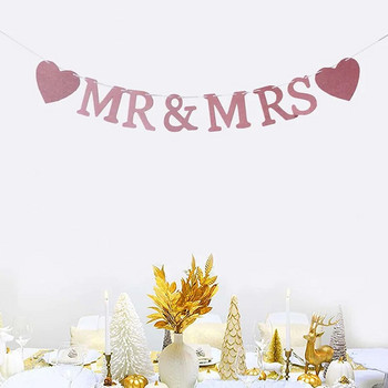 Διακόσμηση Γάμου MR&MRS Letter Flag Banner Γαμήλια εξομολόγηση Επετειακό πάρτι Κρεμαστό κουκούτσι Γιρλάντα Διακοσμητικό Suppl