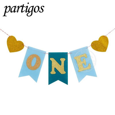 1 rinkinys kūdikio pirmojo gimtadienio metu mėlynai rožinė neaustinė kėdės reklamjuostė 1-ojo gimtadienio vakarėlio dekoravimui berniukui mergaitei I AM ONE šukavimo reikmenys