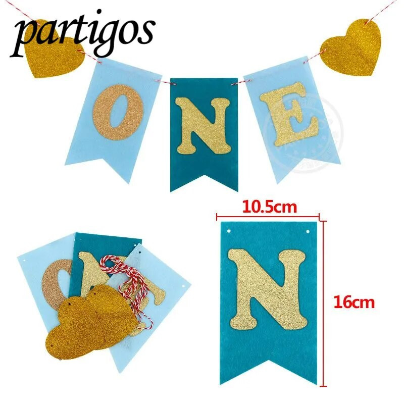 1 rinkinys kūdikio pirmojo gimtadienio metu mėlynai rožinė neaustinė kėdės reklamjuostė 1-ojo gimtadienio vakarėlio dekoravimui berniukui mergaitei I AM ONE šukavimo reikmenys