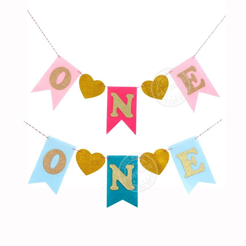 1 rinkinys kūdikio pirmojo gimtadienio metu mėlynai rožinė neaustinė kėdės reklamjuostė 1-ojo gimtadienio vakarėlio dekoravimui berniukui mergaitei I AM ONE šukavimo reikmenys