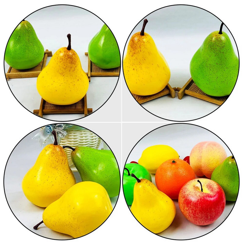 4 ks umelých hrušiek, dekoračné modely, učebné pomôcky, jesenné dekorácie, simulácie hrušiek, ovocné fotografické rekvizity