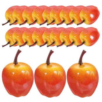 20 бр. Комплект модели на симулирани малки плодове Изкуствена пяна Ябълки Симулация на плодове Фалшиви модели с червени орнаменти Декор