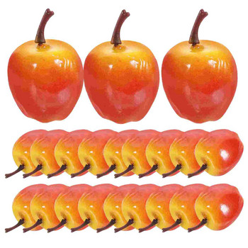 20 бр. Комплект модели на симулирани малки плодове Изкуствена пяна Ябълки Симулация на плодове Фалшиви модели с червени орнаменти Декор