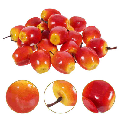 20 vnt. Imituotas mažų vaisių modelių rinkinys Dirbtinės putos Obuoliai Vaisiai imitaciniai netikri raudoni ornamentai modeliai dekoras