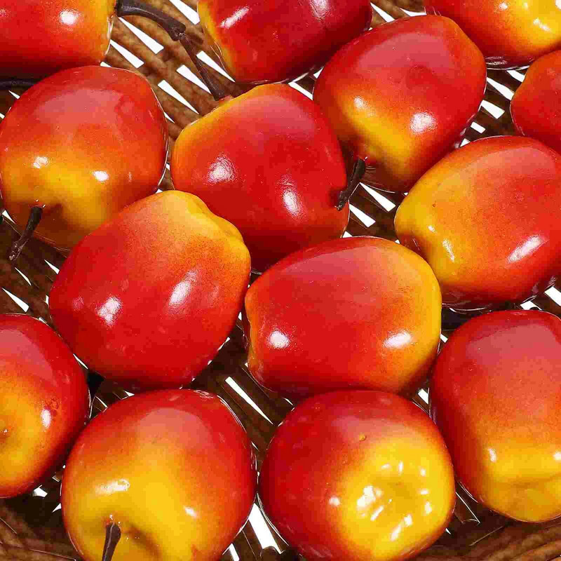 20 vnt. Imituotas mažų vaisių modelių rinkinys Dirbtinės putos Obuoliai Vaisiai imitaciniai netikri raudoni ornamentai modeliai dekoras