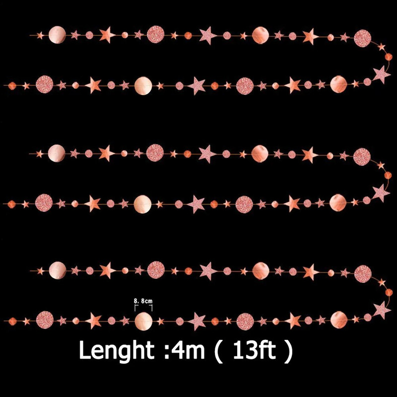 4M 13 фута блестящ хартиен банер Декорация за парти за рожден ден Първи 1-ви деца Момче Момиче Възрастен Розов златен гирлянд Сватбен булчински душ