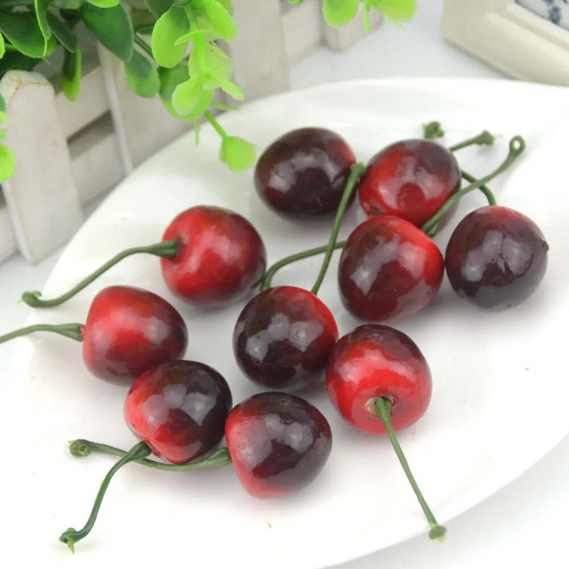 10/60 ks Lacné umelé ovocie a zelenina kvety svadobné dekorácie Scrapbooking falošné bublinové perly čerešňové bobule tyčinky