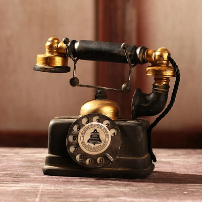 Декорация Стар и мръсен занаятчийски телефон Телефон за всекидневна Ретро античен телефон Ретро телефон