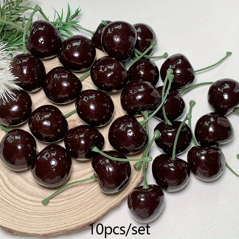 10 vnt netikrų vyšnių imituotų vyšnių dirbtinių vaisių modelio modelio modelio modelio raudonos vyšnios papuošalai, namų dekoravimo fotografijos reikmenys