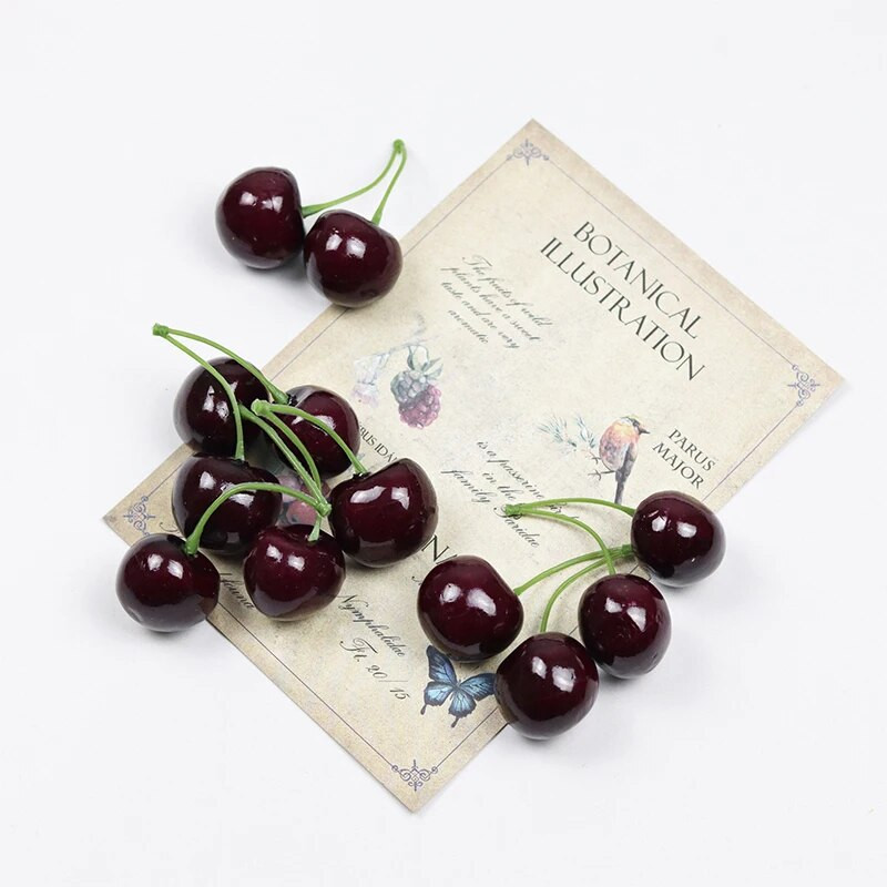10 vnt netikrų vyšnių imituotų vyšnių dirbtinių vaisių modelio modelio modelio modelio raudonos vyšnios papuošalai, namų dekoravimo fotografijos reikmenys