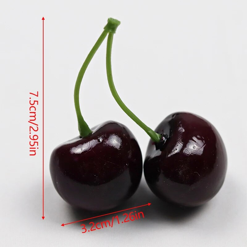 10 vnt netikrų vyšnių imituotų vyšnių dirbtinių vaisių modelio modelio modelio modelio raudonos vyšnios papuošalai, namų dekoravimo fotografijos reikmenys