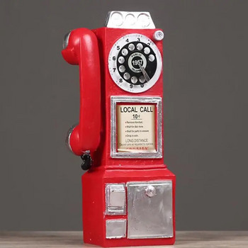 Retro Resin Dial Pay Phone Μοντέλο Vintage Booth Τηλεφωνικό ειδώλιο Διακόσμηση σπιτιού Στολίδι για Cafe Bar Crafts Διακοσμητικά τηλέφωνο