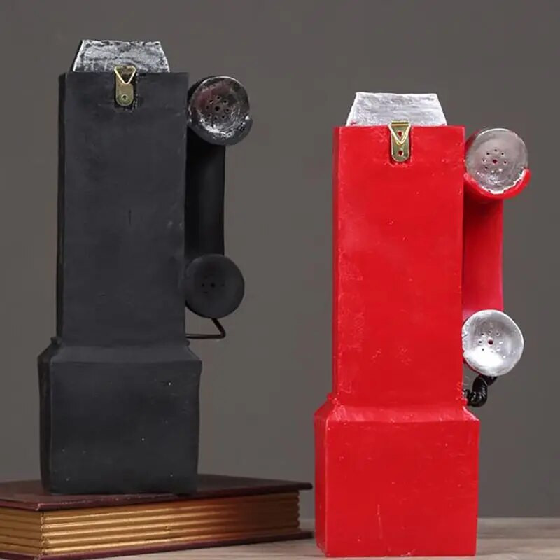 Retro Resin Dial Pay Phone Modelis Vintage Booth Telefonas Figūrėlė Namų dekoravimo Ornamentas Kavinės Baras Amatai Papuošalai telefonas