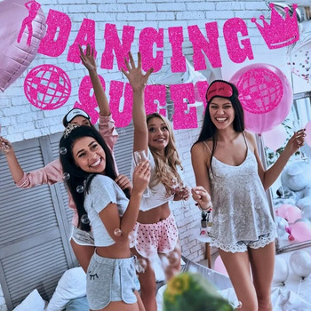 Dancing Queen Party Decorations Red Glitter Dancing Queen Disco Ball Decorations for Bachelorette 17 Birthday Dance Party Decorations