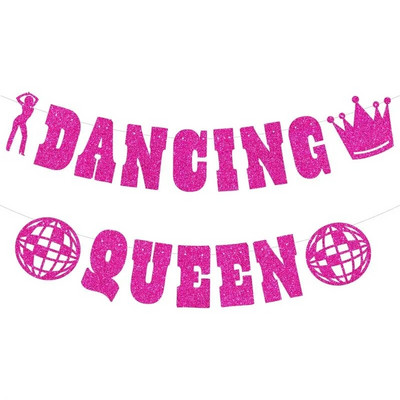 Dancing Queen Dekoracije za zabavu sa crvenim svjetlucavim natpisom Dancing Queen Disco Ball za Djevojačku 17 Ukrasi za rođendanske plesne zabave