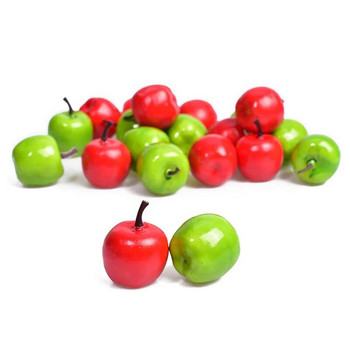 20 τμχ Κόκκινο/Πράσινο Μίνι τεχνητό μήλο Fake Fruit Simulation Ζωντανό στολίδι για Χριστουγεννιάτικη διακόσμηση για πάρτι κουζίνας σπιτιού