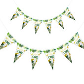 1 strunový banner Wild One Gold Jungle Safari, trojuholníkový banner z juty, trojuholníkové vlajky, detská oslava na 1. narodeniny