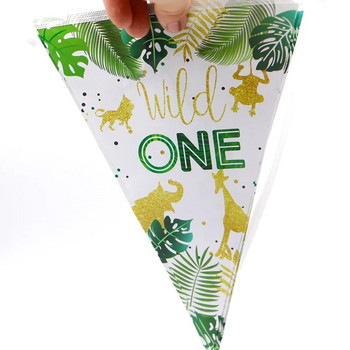1 Strings Wild One Gold Banner Safari Jungle Triangle Linlap Banner Triangle Flags Kids One 1st Birthday Party Decor Baby Shower